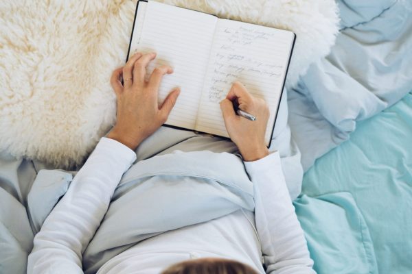 Woman,Journaling,In,Cozy,Bed